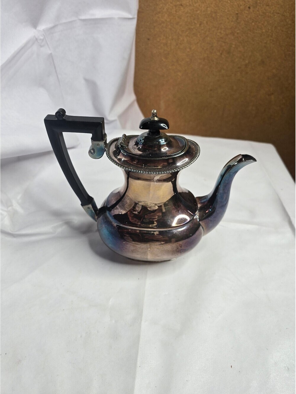 Vintage Crafton Sheffield EPNS Silver Plated Coffee Pot #122 Solid Black Handle
